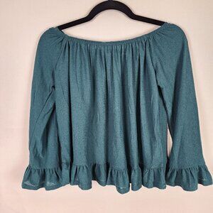 Mandee Off the Shoulder Ruffle Sleeve and Hem Top M